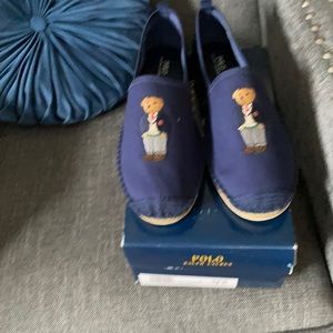 Polo Bear Navy Canvas Slip Ons beach shoes